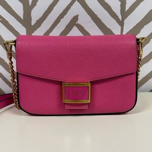 Kate Spade Katy Pink Textured Leather Flap Chain Crossbody Bag